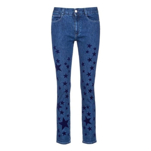 Stella McCartney Blue Velvet Stars Skinny Jean Size 25 - Picture 2 of 11